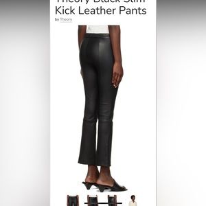 Theory leather slim kick crop pants - black